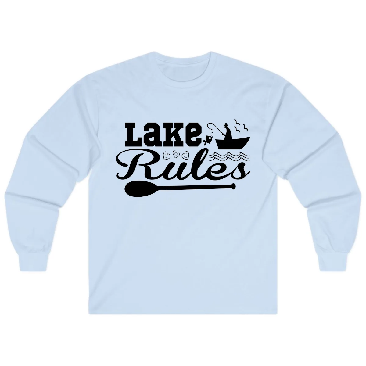 Lake Rules Boat Fishing Design Long Sleeve in Light Blue