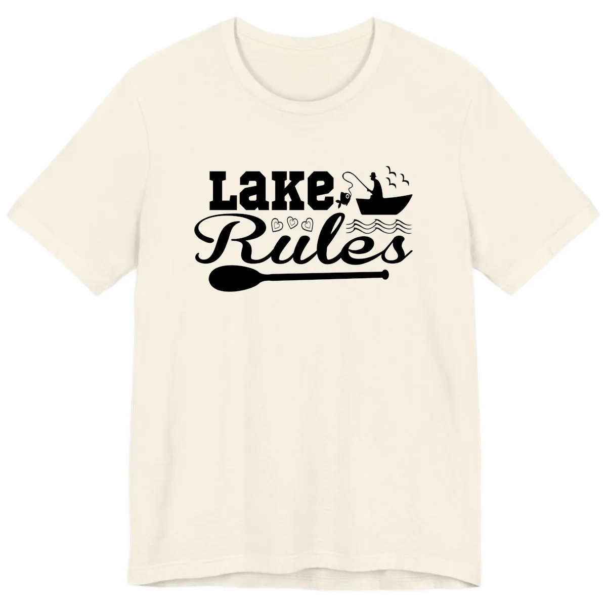 Lake Rules Boat Fishing Design Premium T-Shirt in Natural