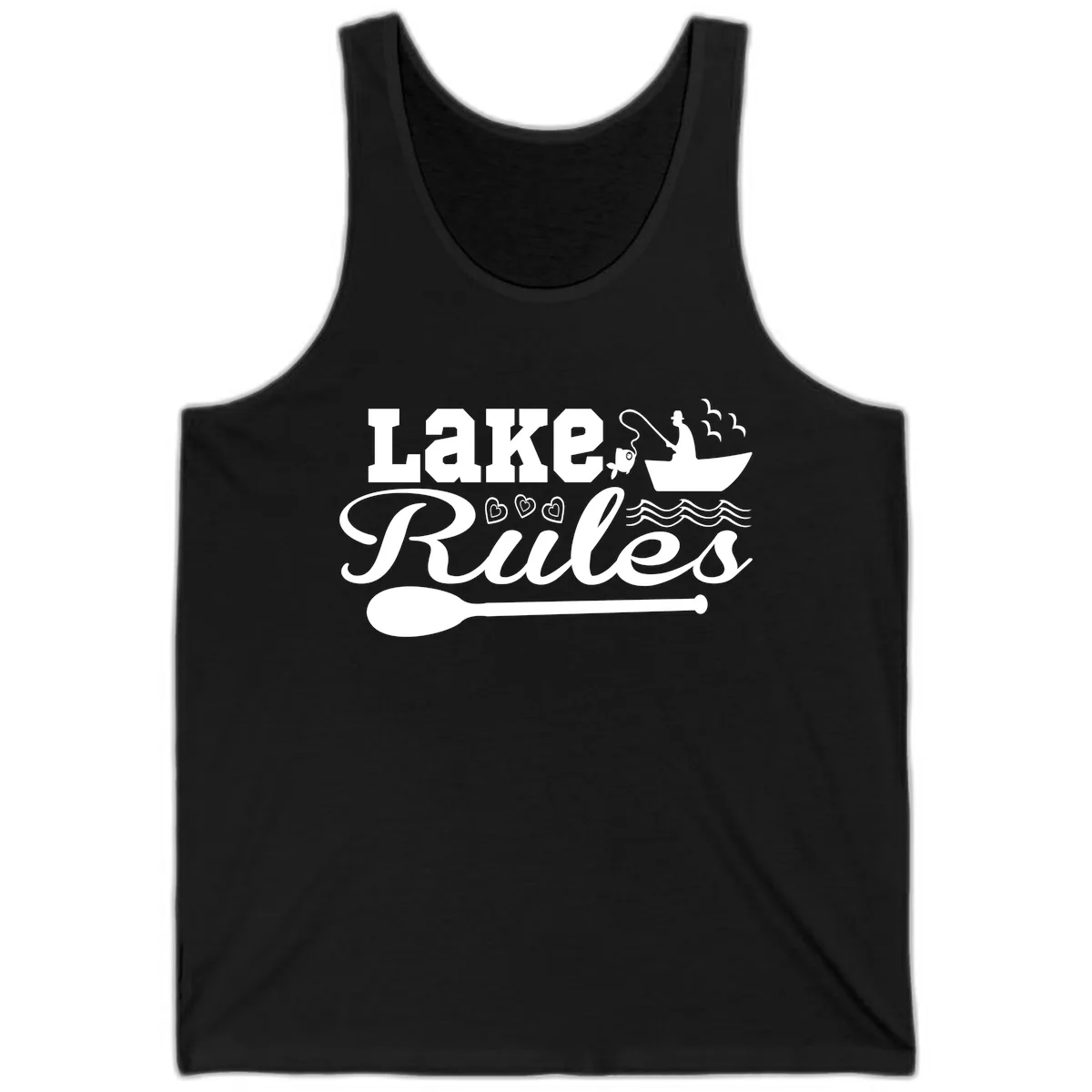 Lake Rules Boat Fishing Design Tank in Black