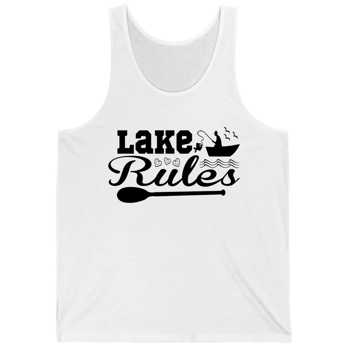 Lake Rules Boat Fishing Design Tank in White