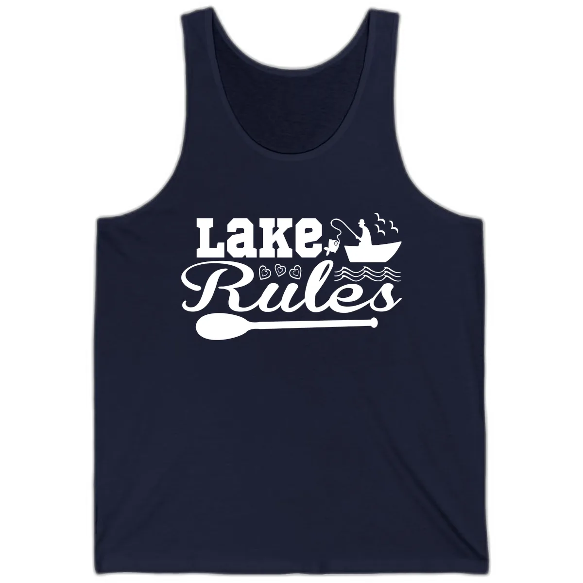 Lake Rules Boat Fishing Design Tank in Navy