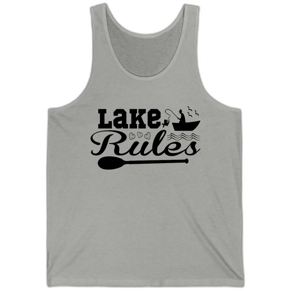 Lake Rules Boat Fishing Design Tank in Athletic Heather
