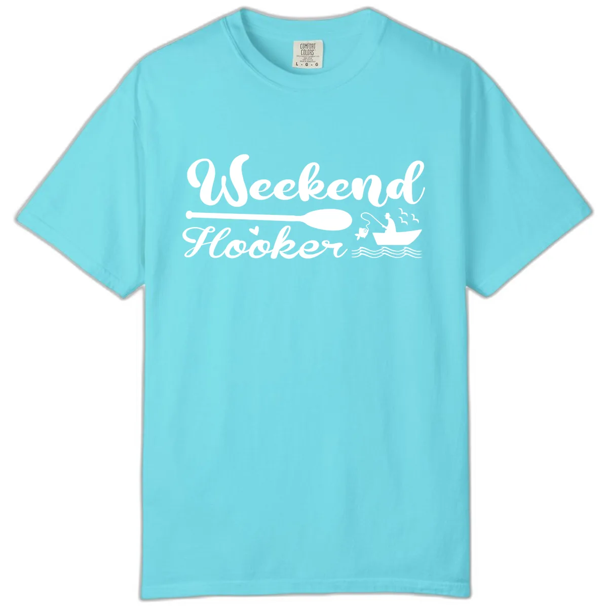 Weekend Hooker Fishing Design Comfort Color in Lagoon Blue