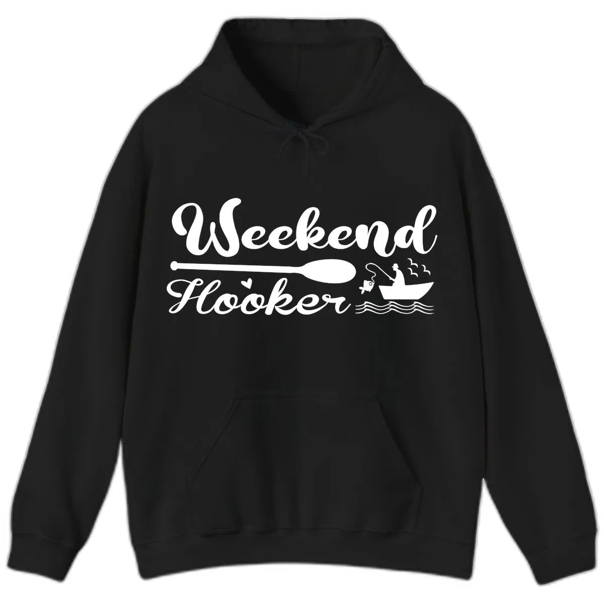Weekend Hooker Fishing Design Hoodie in Black