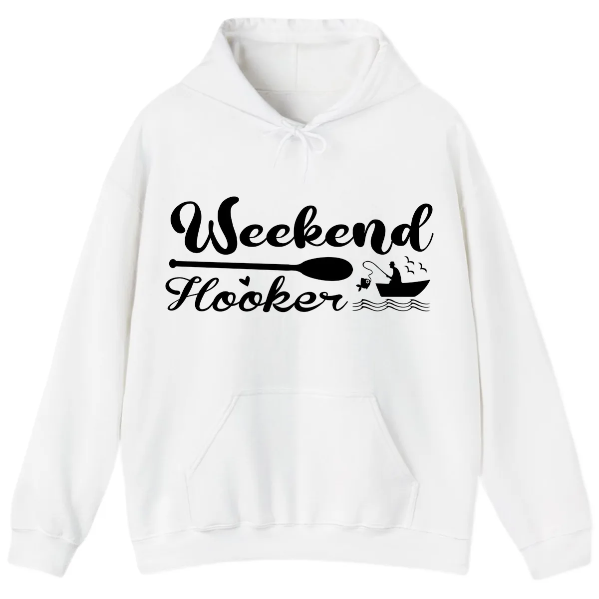 Weekend Hooker Fishing Design Hoodie in White
