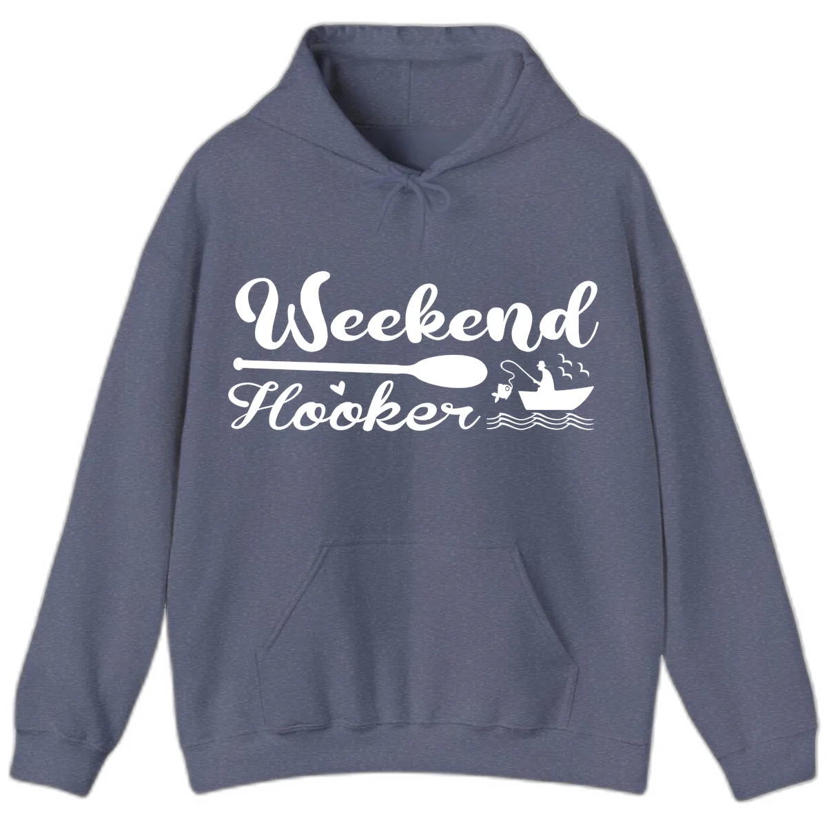 Weekend Hooker Fishing Design Hoodie in Heather Navy