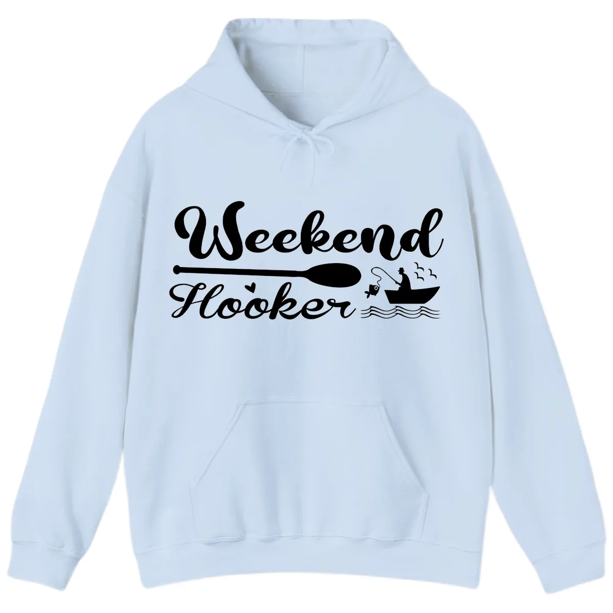 Weekend Hooker Fishing Design Hoodie in Light Blue