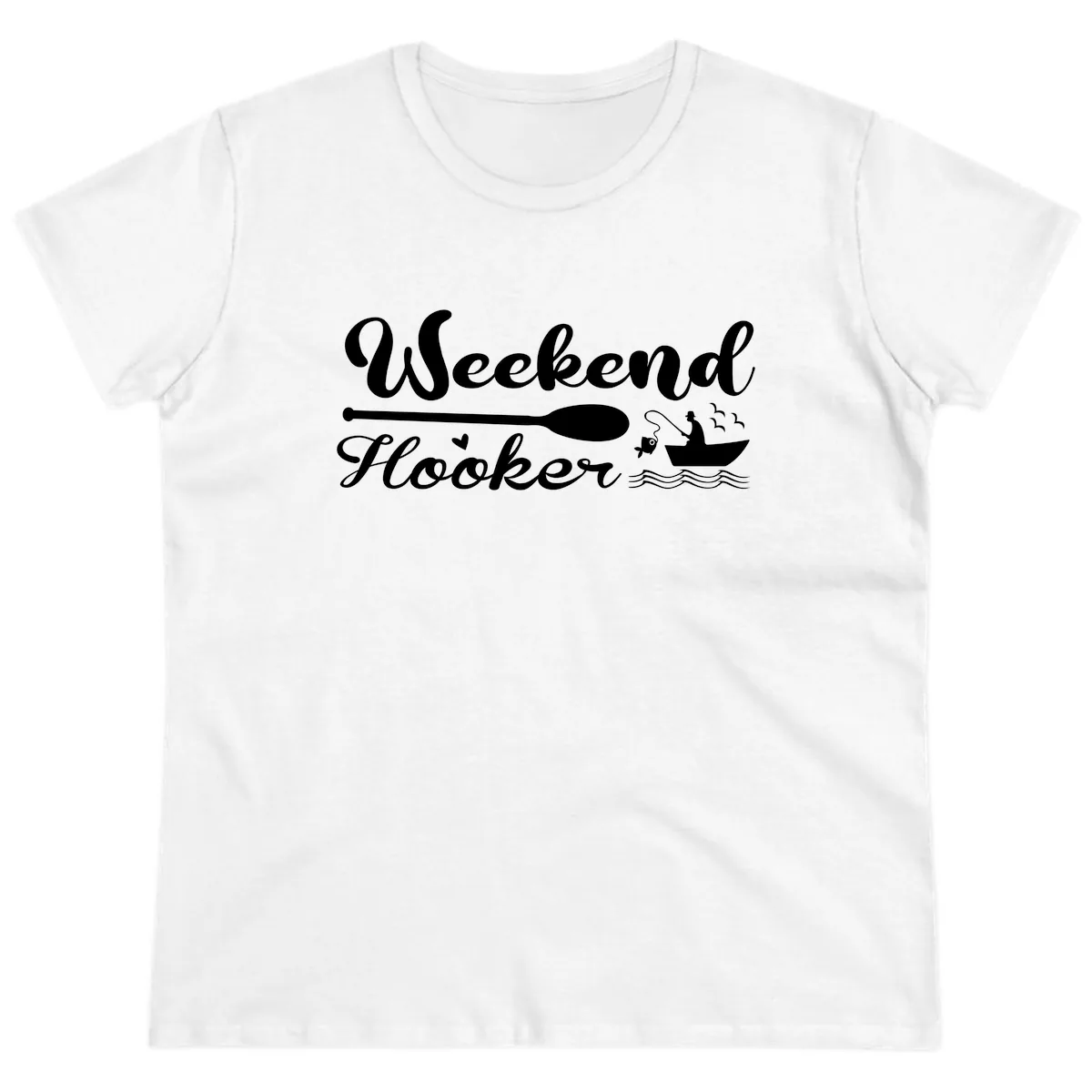 Weekend Hooker Fishing Design Ladies Tee in White