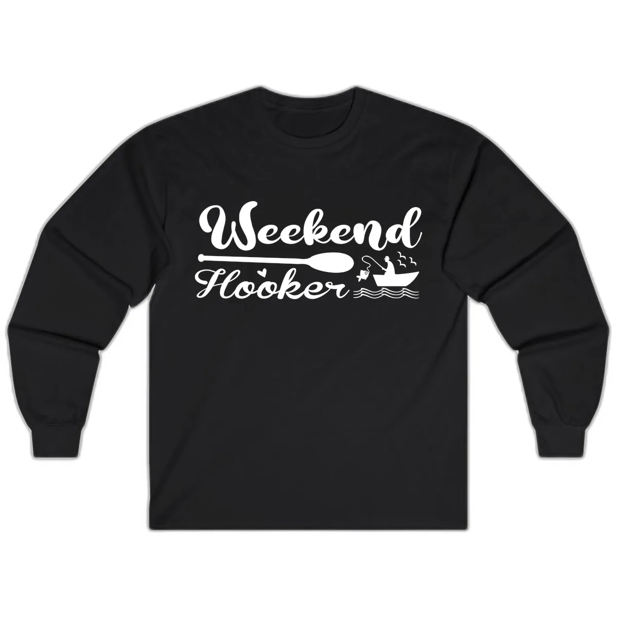 Weekend Hooker Fishing Design Long Sleeve in Black