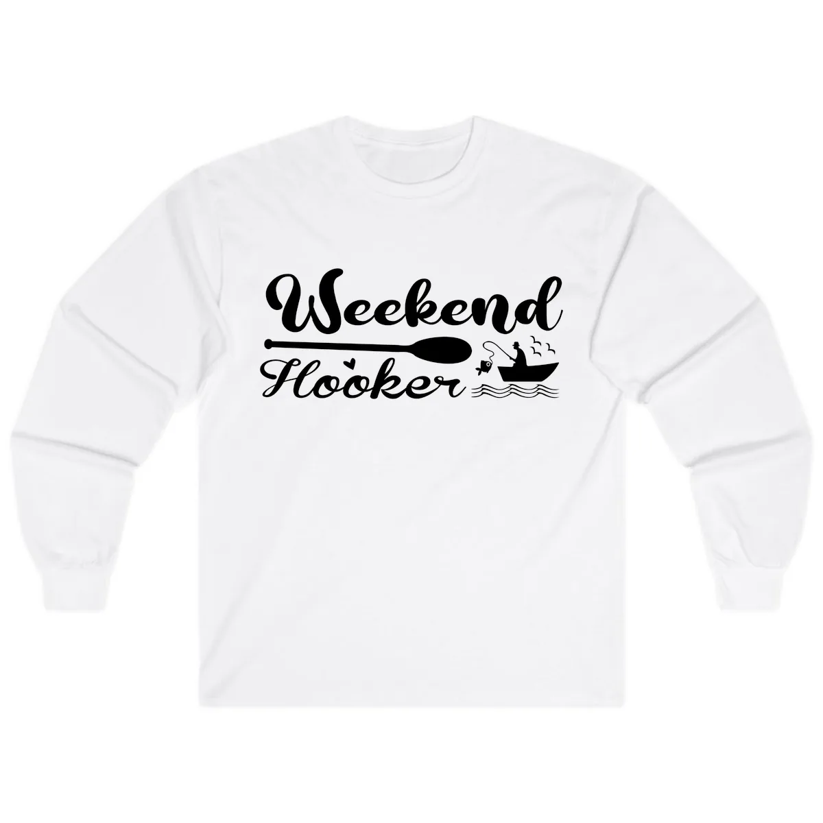 Weekend Hooker Fishing Design Long Sleeve in White