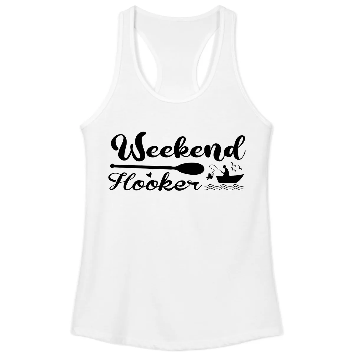 Weekend Hooker Fishing Design Ladies Tank in White