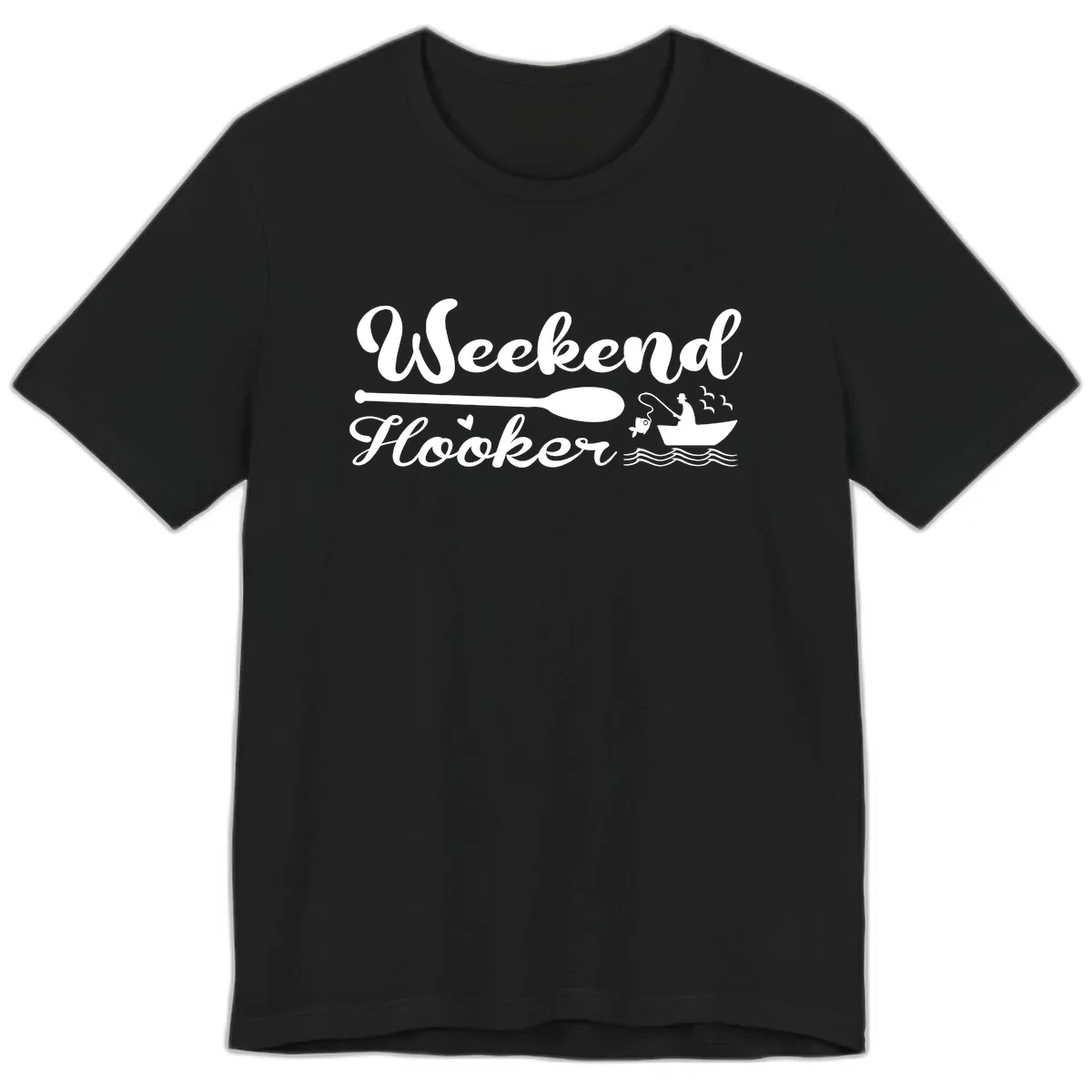 Weekend Hooker Fishing Design Premium T-Shirt in Black