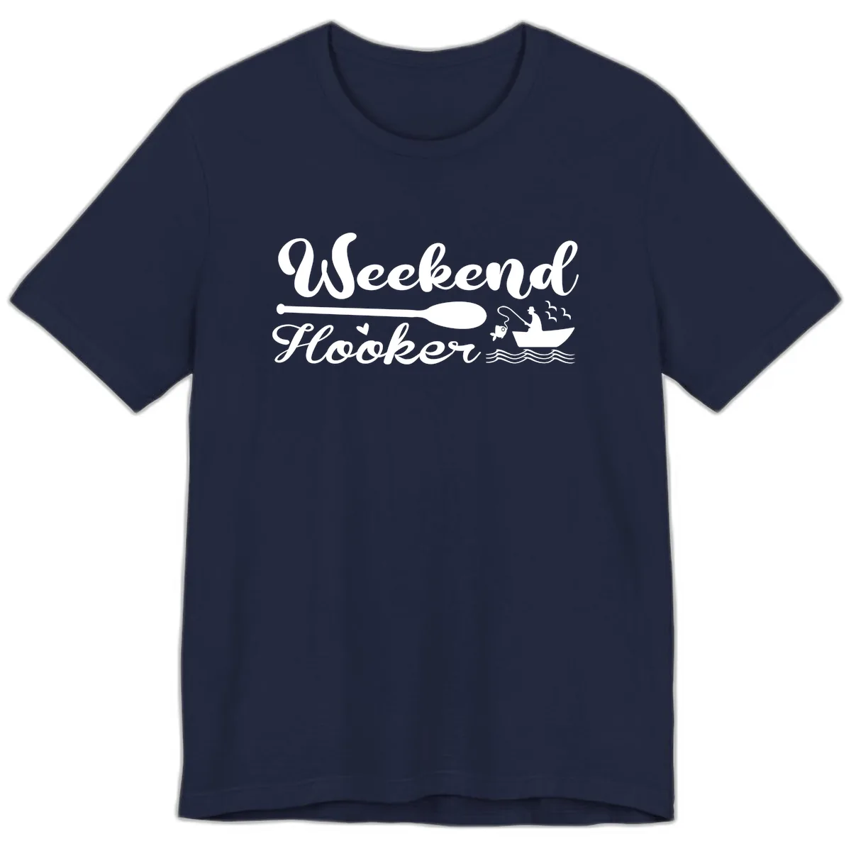 Weekend Hooker Fishing Design Premium T-Shirt in Navy