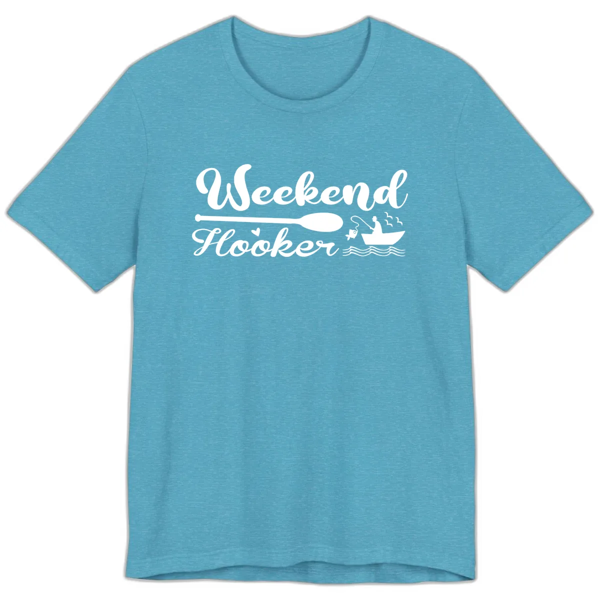 Weekend Hooker Fishing Design Premium T-Shirt in Heather Aqua