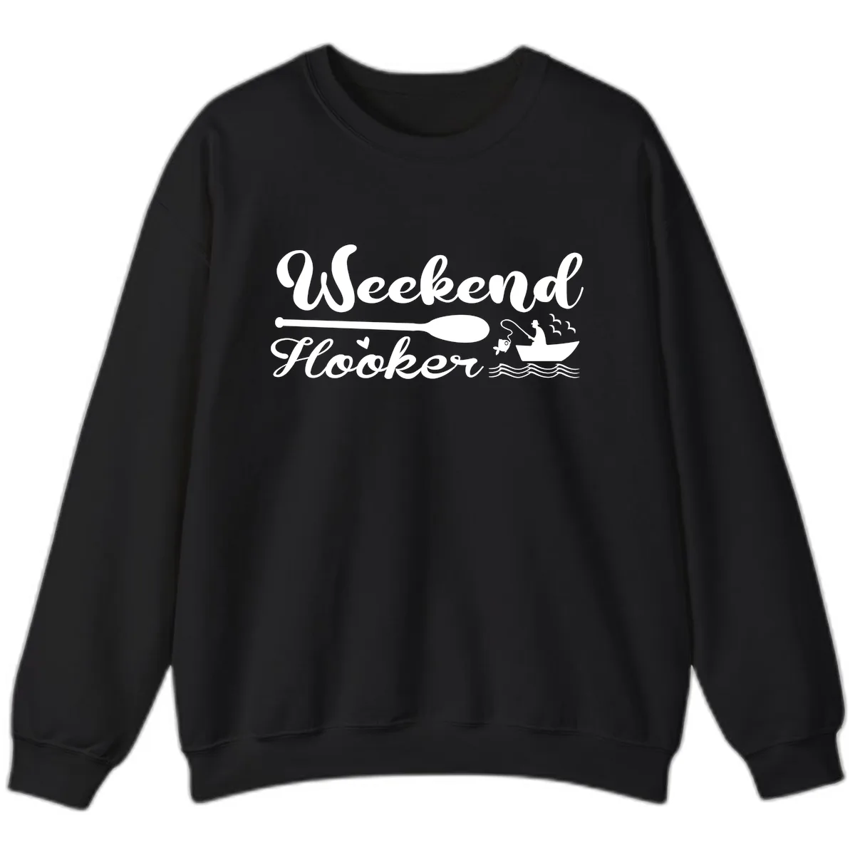 Weekend Hooker Fishing Design Sweatshirt in Black
