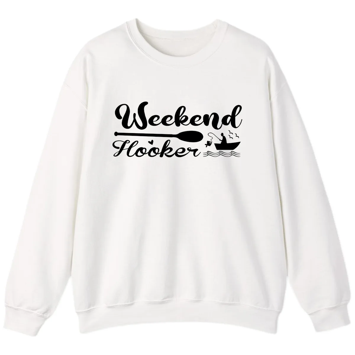 Weekend Hooker Fishing Design Sweatshirt in White