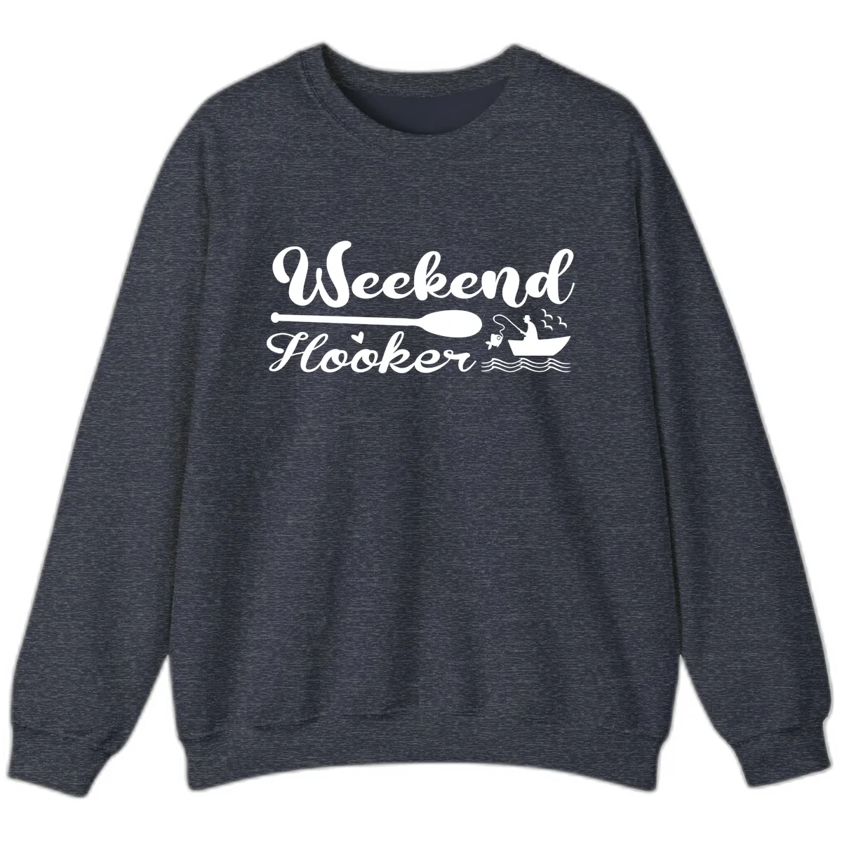 Weekend Hooker Fishing Design Sweatshirt in Heather Sport Dark Navy