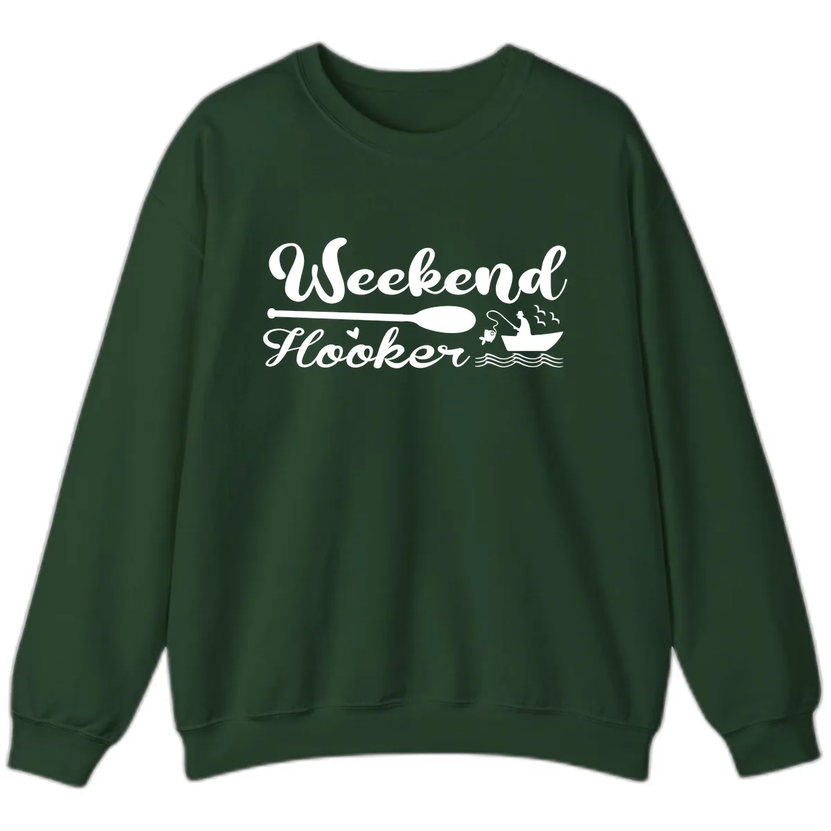 Weekend Hooker Fishing Design Sweatshirt in Forest Green