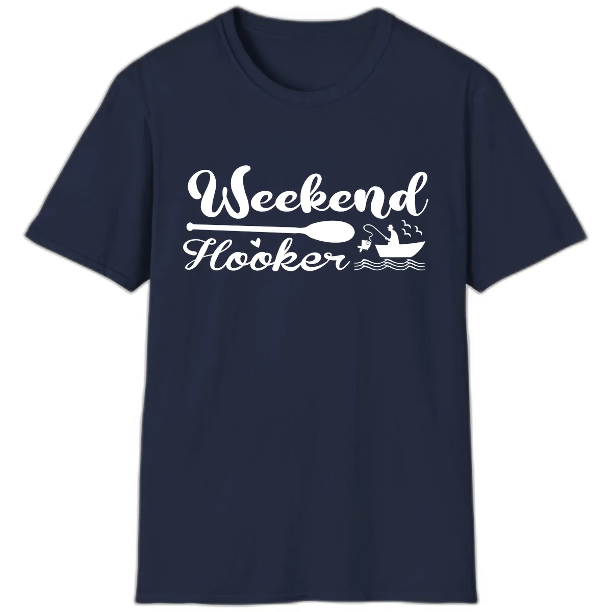 Weekend Hooker Fishing Design T-Shirt in Navy