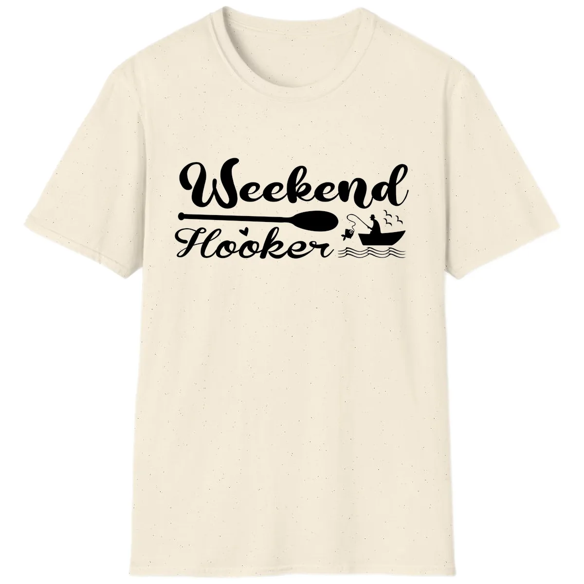 Weekend Hooker Fishing Design T-Shirt in Natural