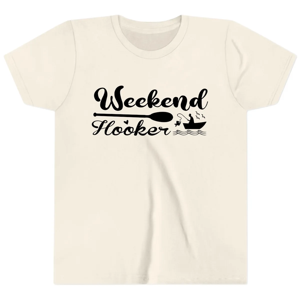 Weekend Hooker Fishing Design Youth T-Shirt in Natural