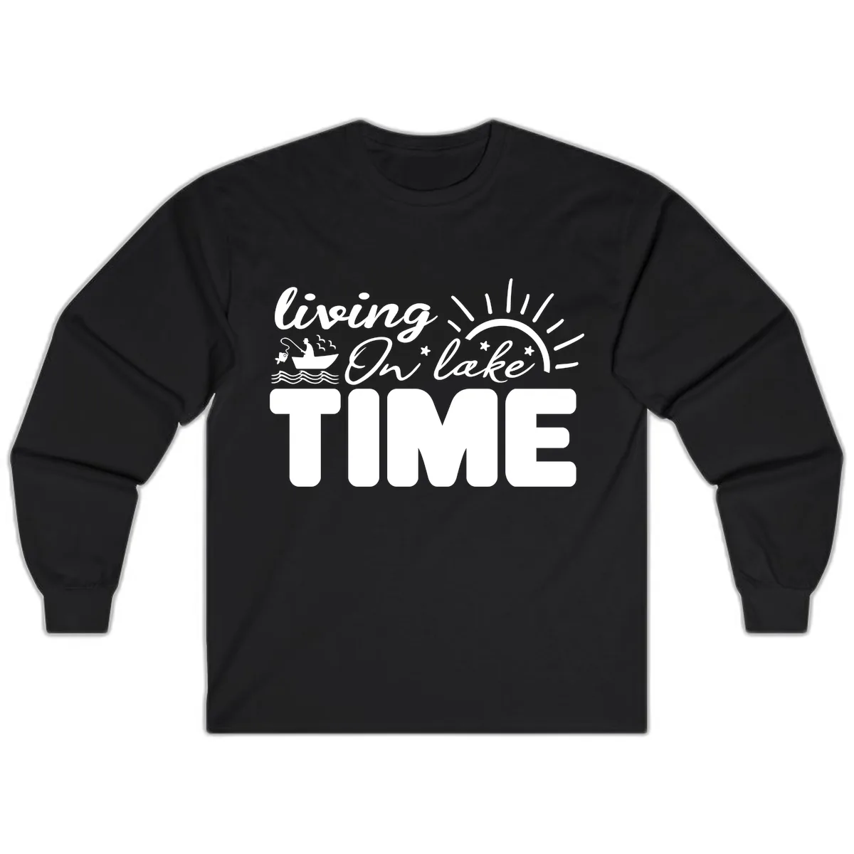 Living On Lake Time Design Long Sleeve in Black