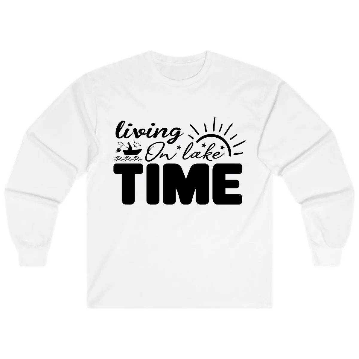Living On Lake Time Design Long Sleeve in White