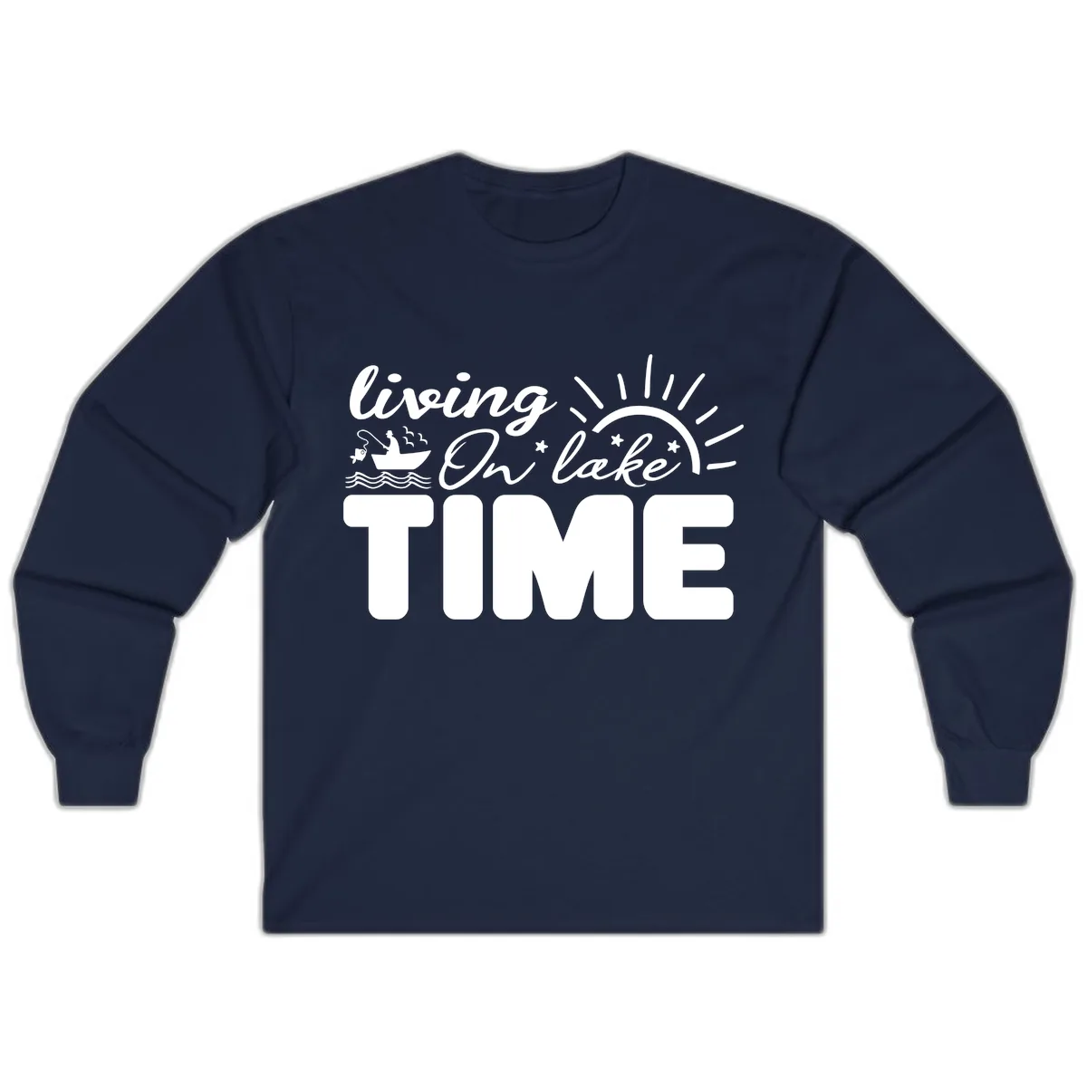 Living On Lake Time Design Long Sleeve in Navy