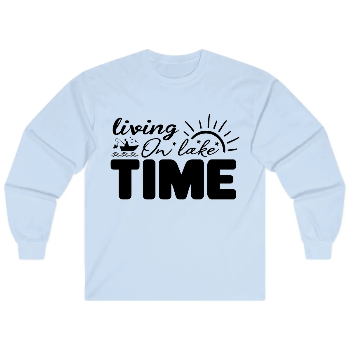 Living On Lake Time Design Long Sleeve in Light Blue
