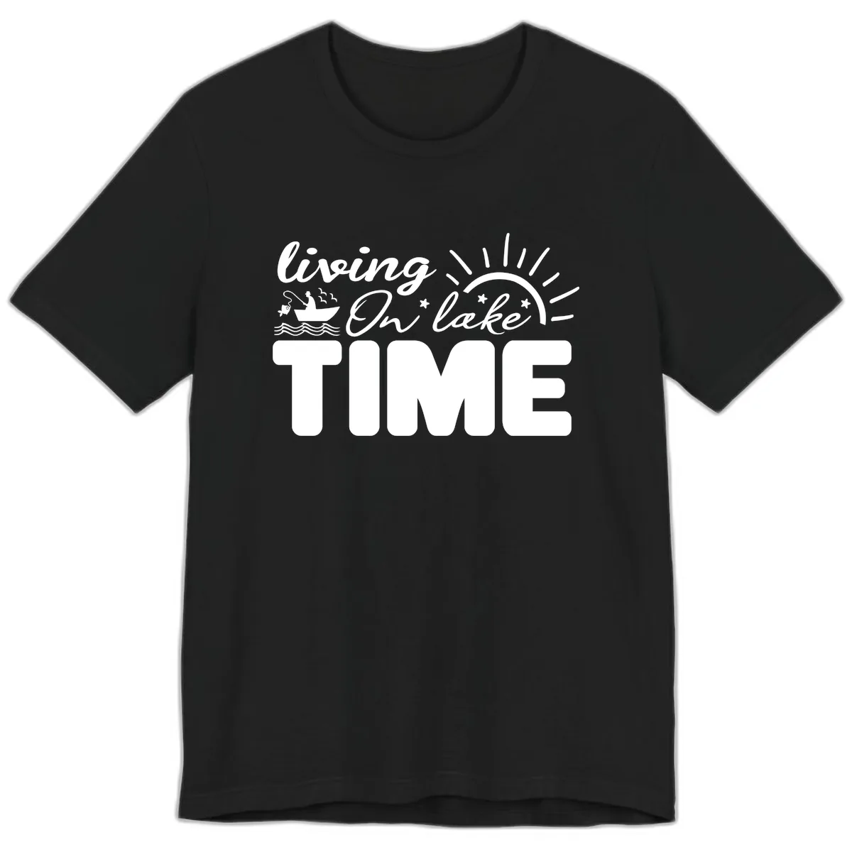 Living On Lake Time Design Premium T-Shirt in Black