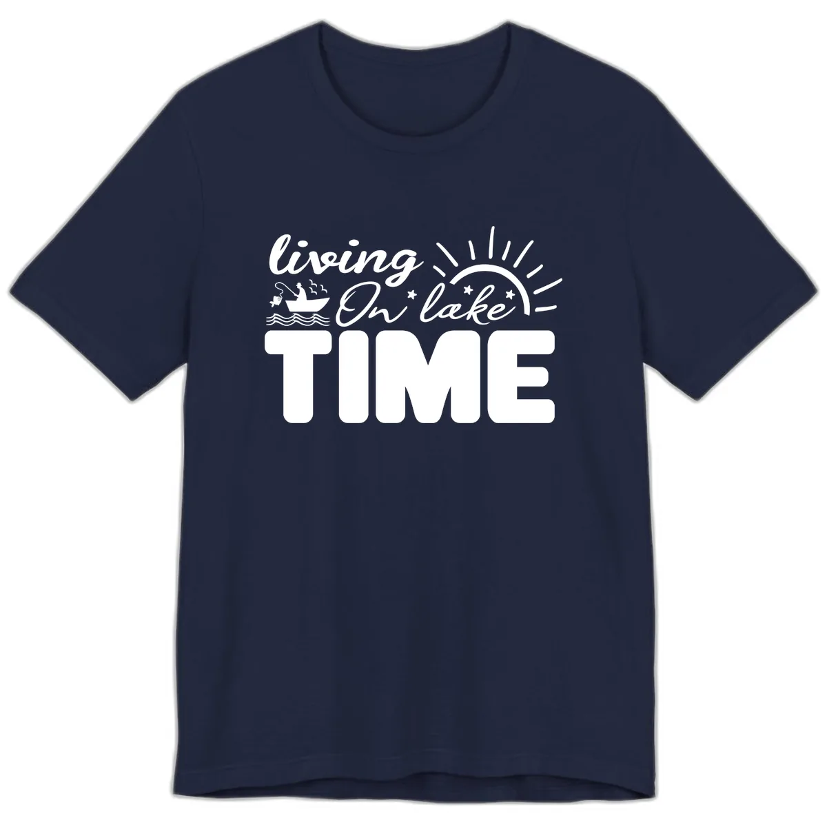 Living On Lake Time Design Premium T-Shirt in Navy
