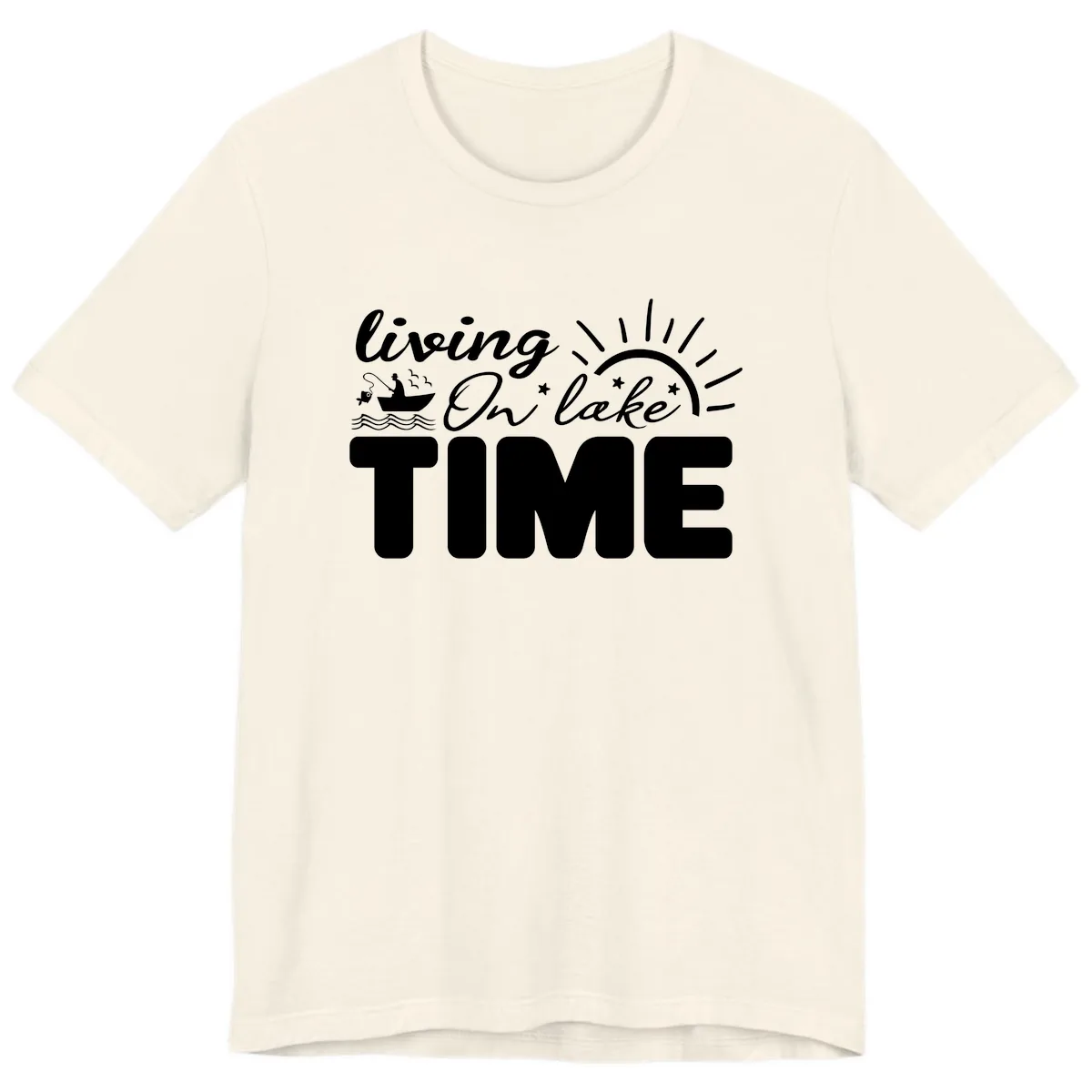 Living On Lake Time Design Premium T-Shirt in Natural