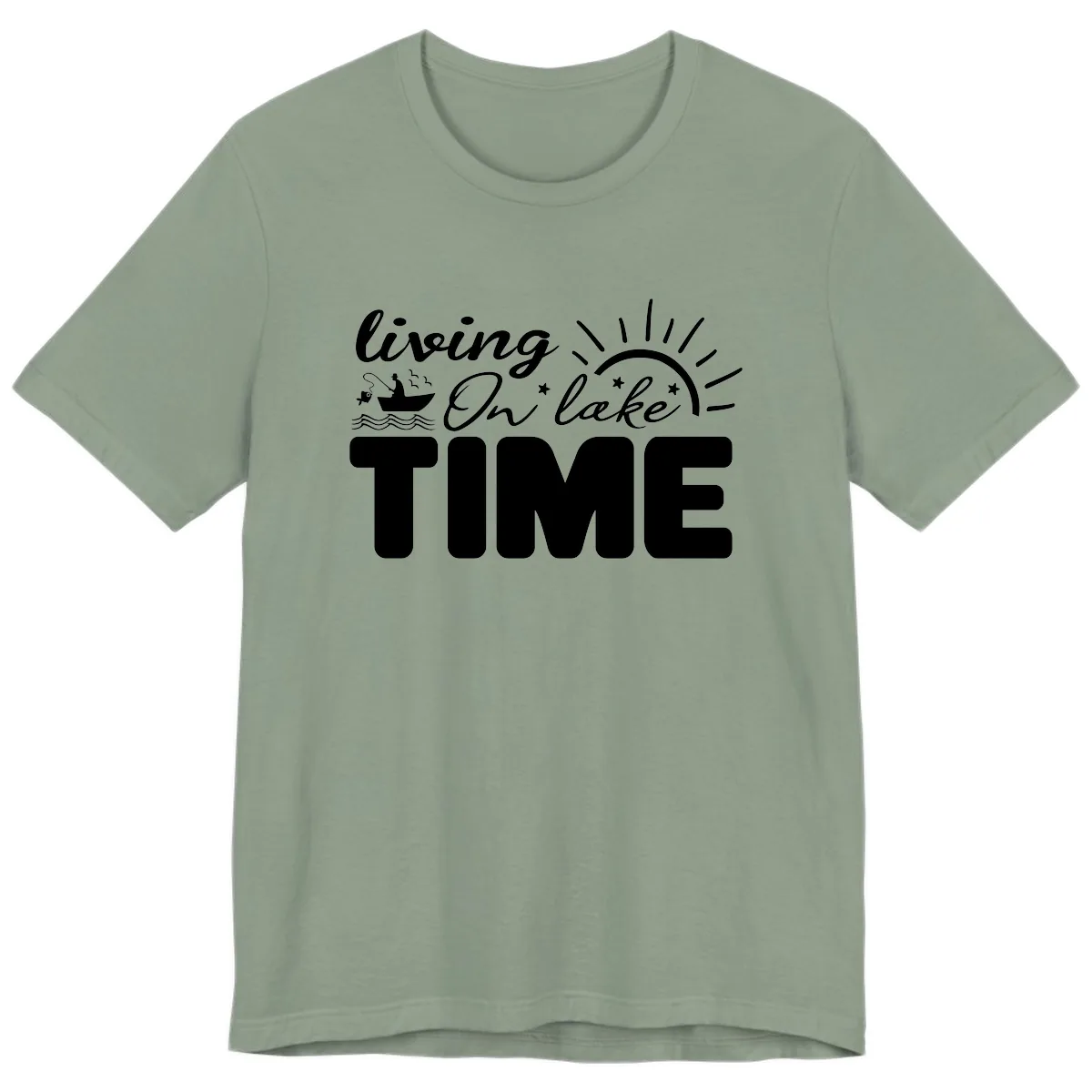 Living On Lake Time Design Premium T-Shirt in Sage