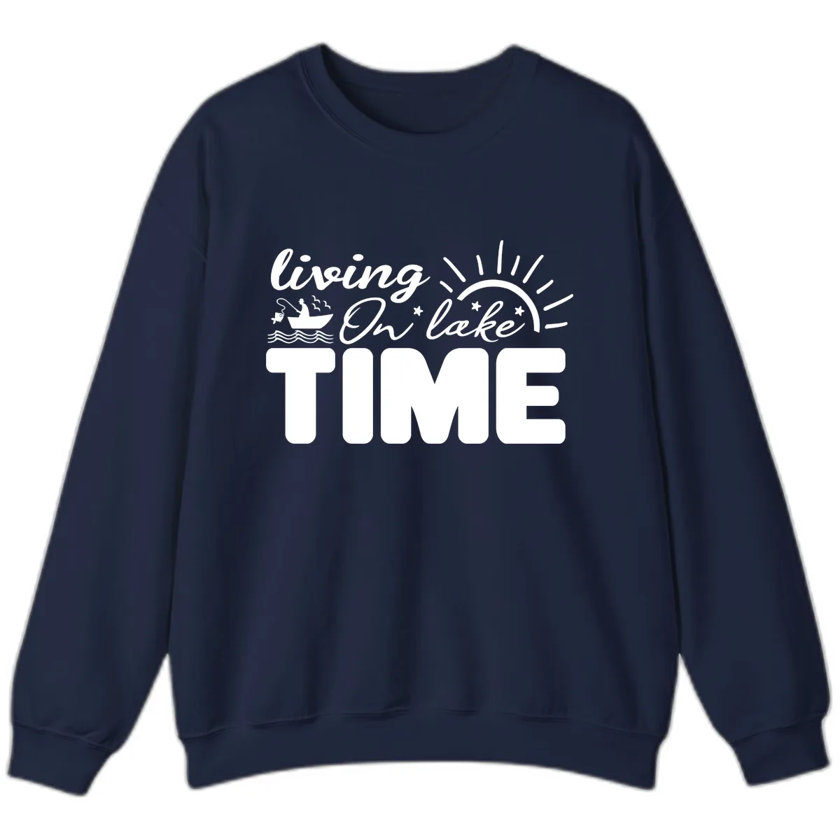 Living On Lake Time Design Sweatshirt in Navy