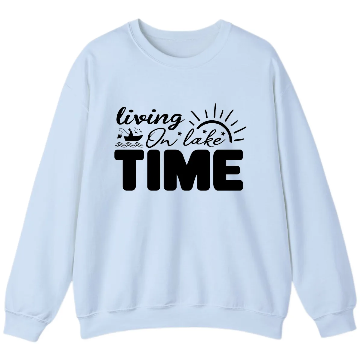 Living On Lake Time Design Sweatshirt in Light Blue