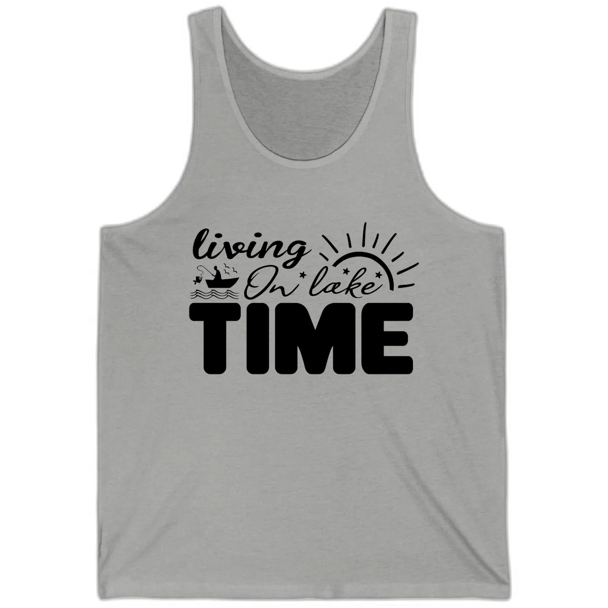 Living On Lake Time Design Tank in Athletic Heather