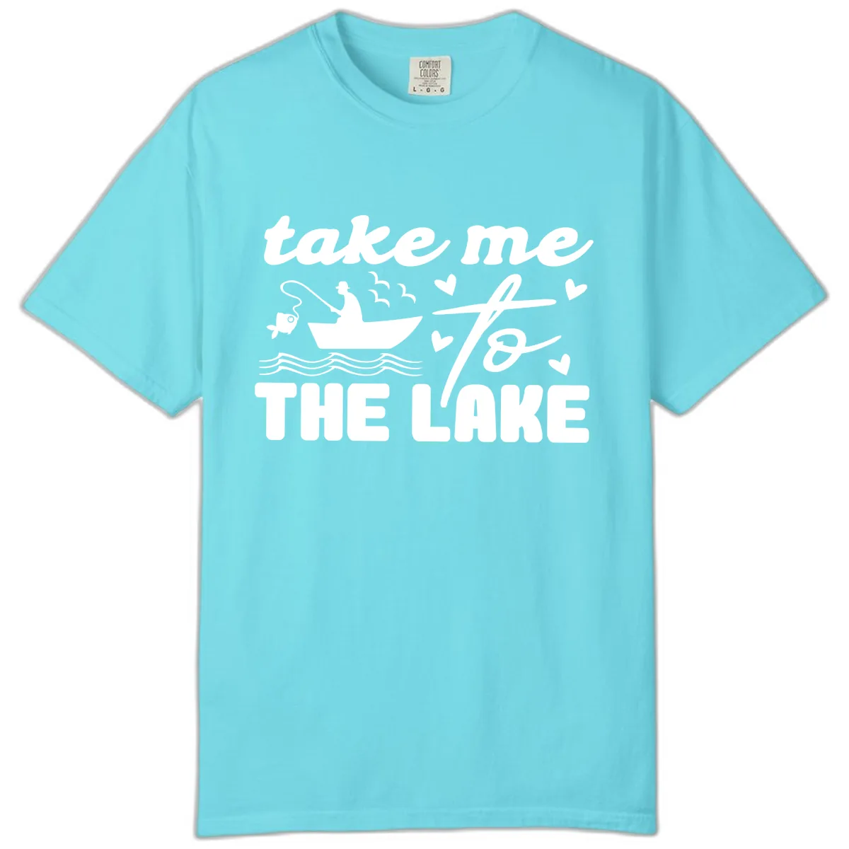 Take Me To The Lake Fishing Design Comfort Color in Lagoon Blue