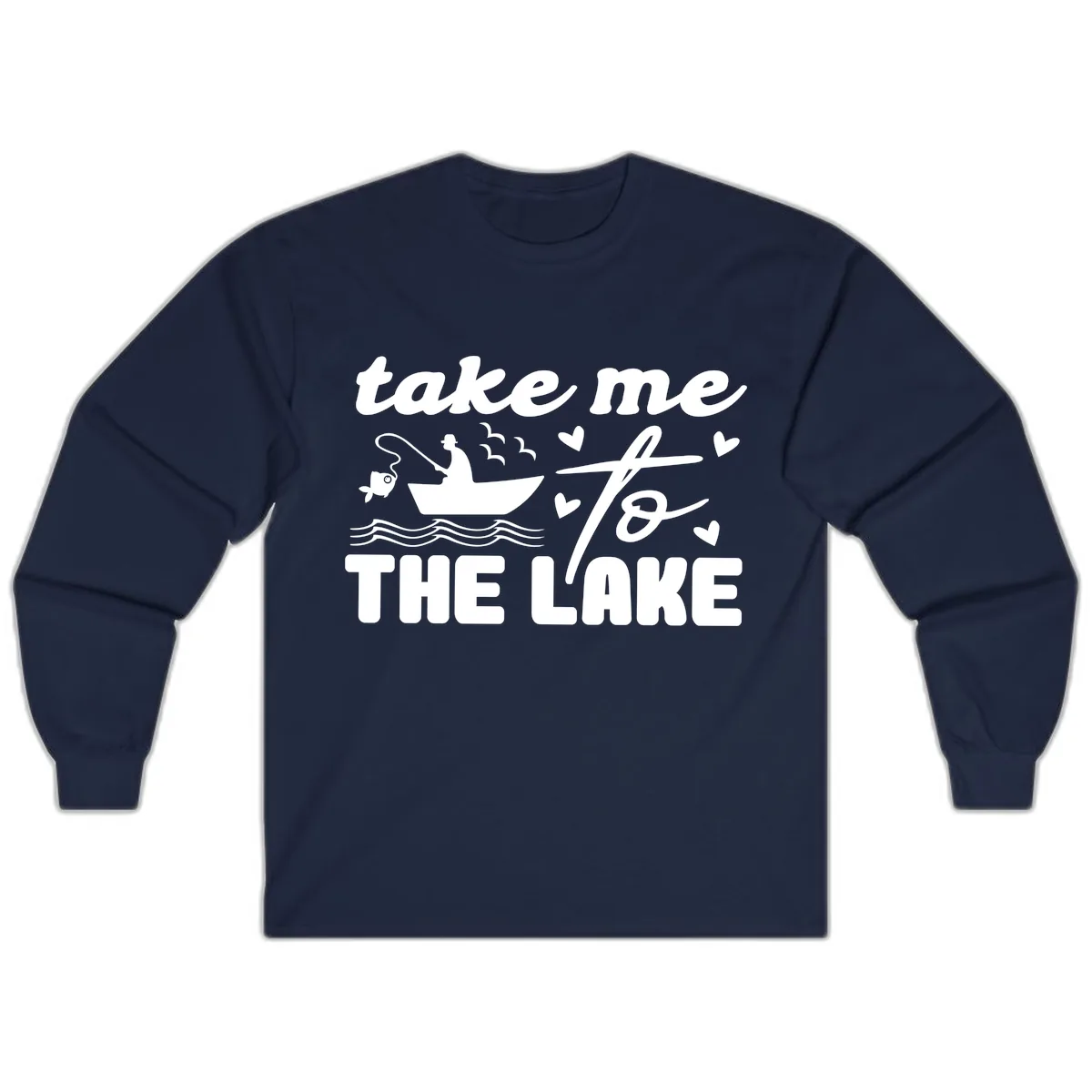 Take Me To The Lake Fishing Design Long Sleeve in Navy