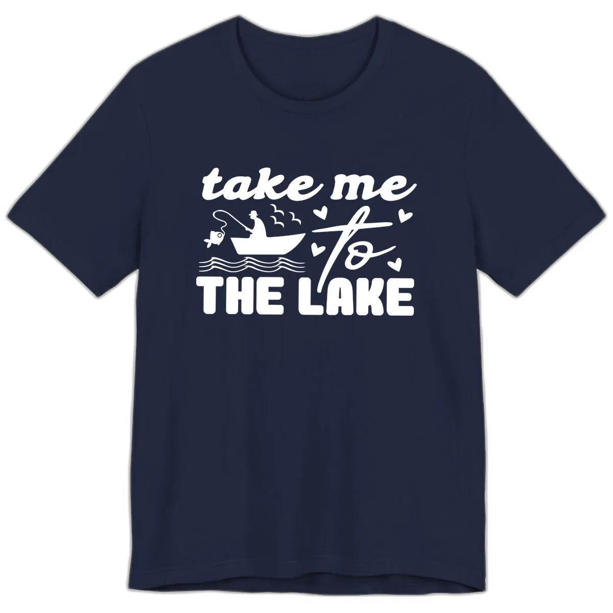 Take Me To The Lake Fishing Design Premium T-Shirt in Navy