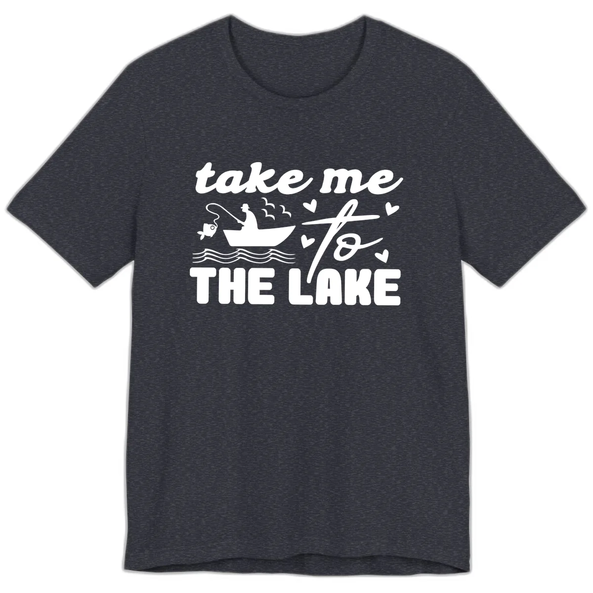 Take Me To The Lake Fishing Design Premium T-Shirt in Heather Navy