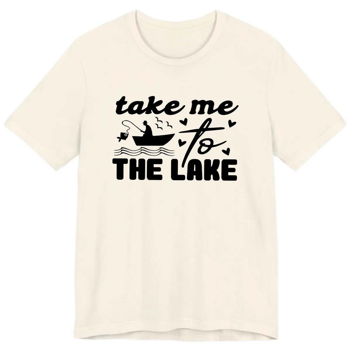 Take Me To The Lake Fishing Design Premium T-Shirt in Natural