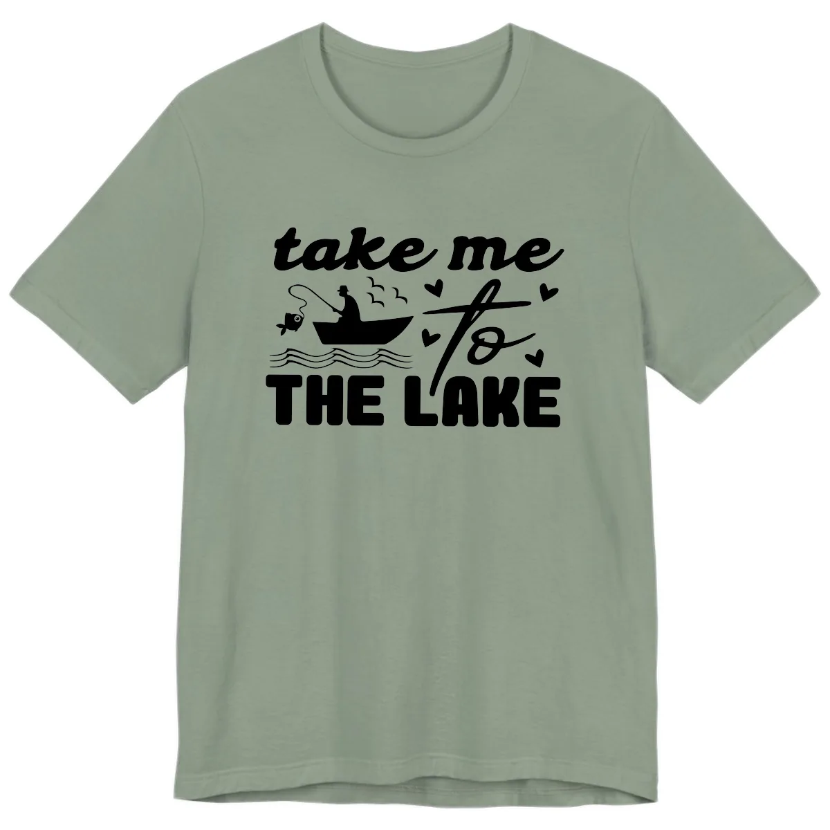 Take Me To The Lake Fishing Design Premium T-Shirt in Sage