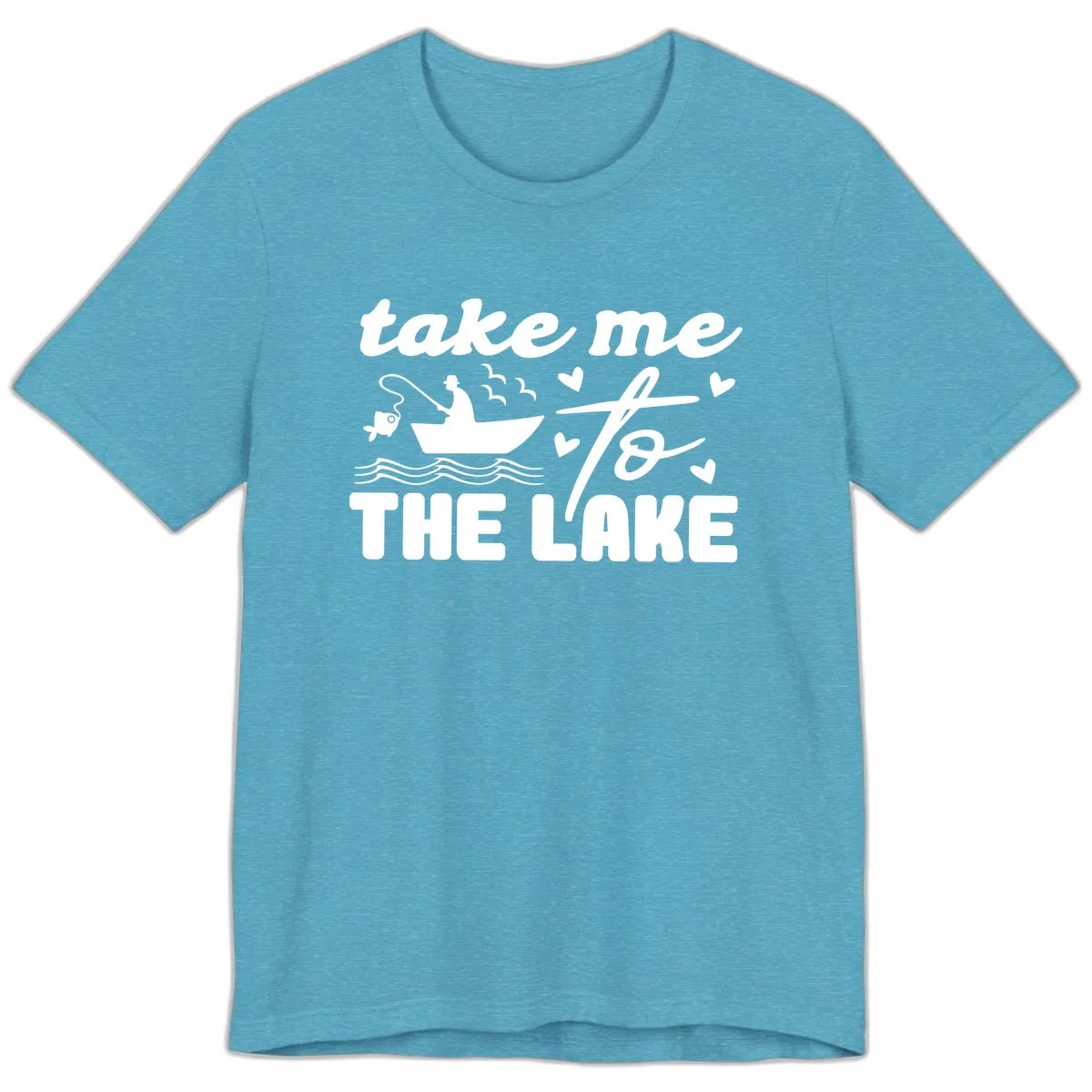 Take Me To The Lake Fishing Design Premium T-Shirt in Heather Aqua