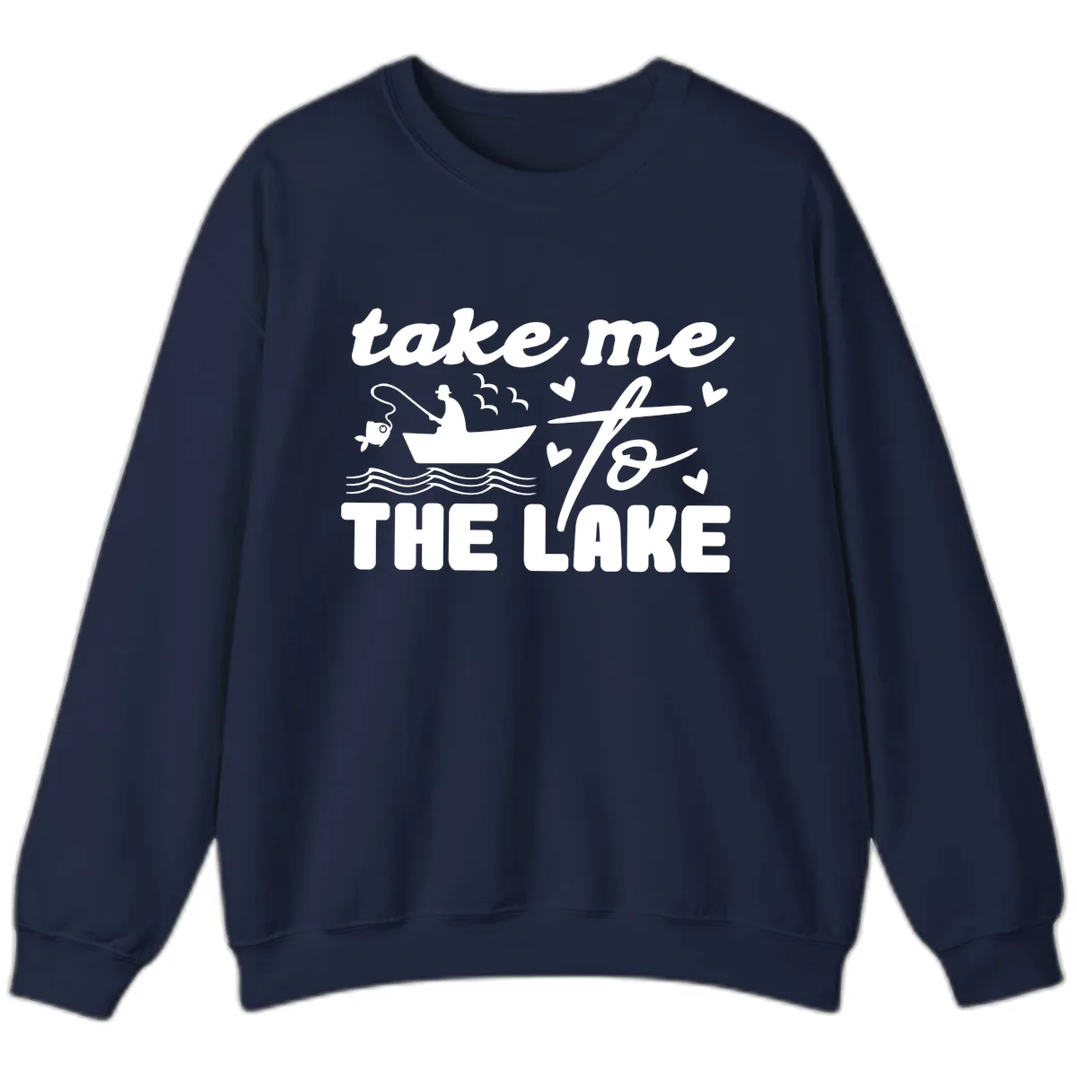 Take Me To The Lake Fishing Design Sweatshirt in Navy