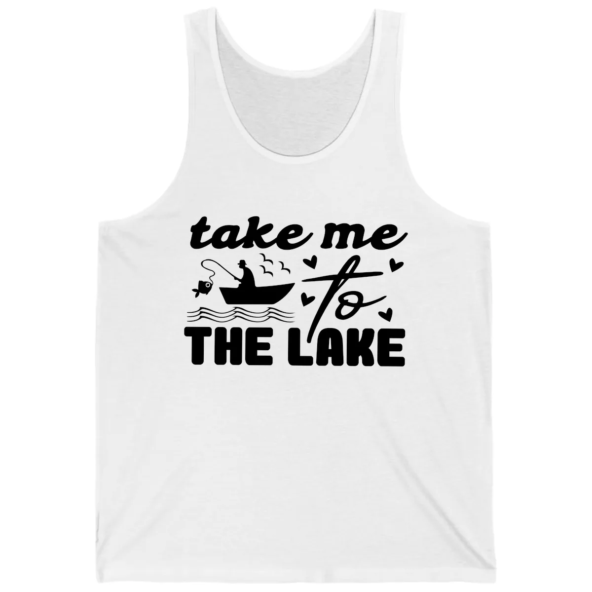 Take Me To The Lake Fishing Design Tank in White