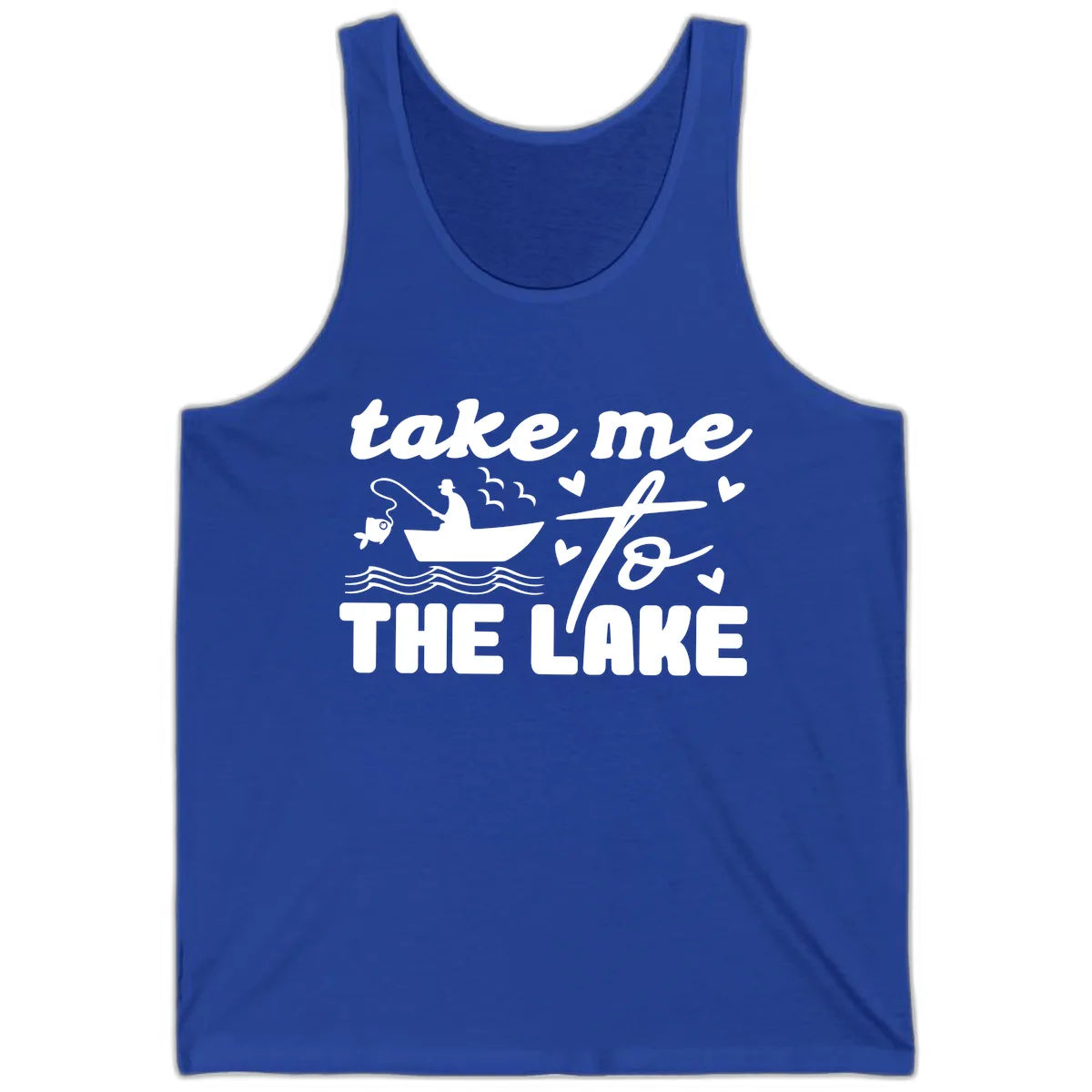 Take Me To The Lake Fishing Design Tank in True Royal