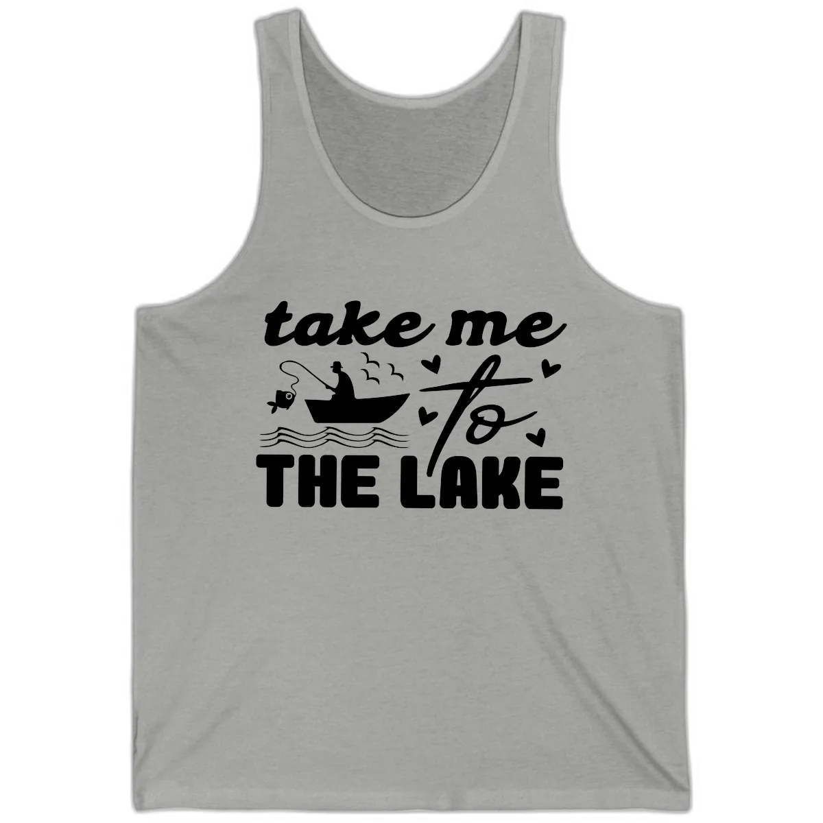 Take Me To The Lake Fishing Design Tank in Athletic Heather