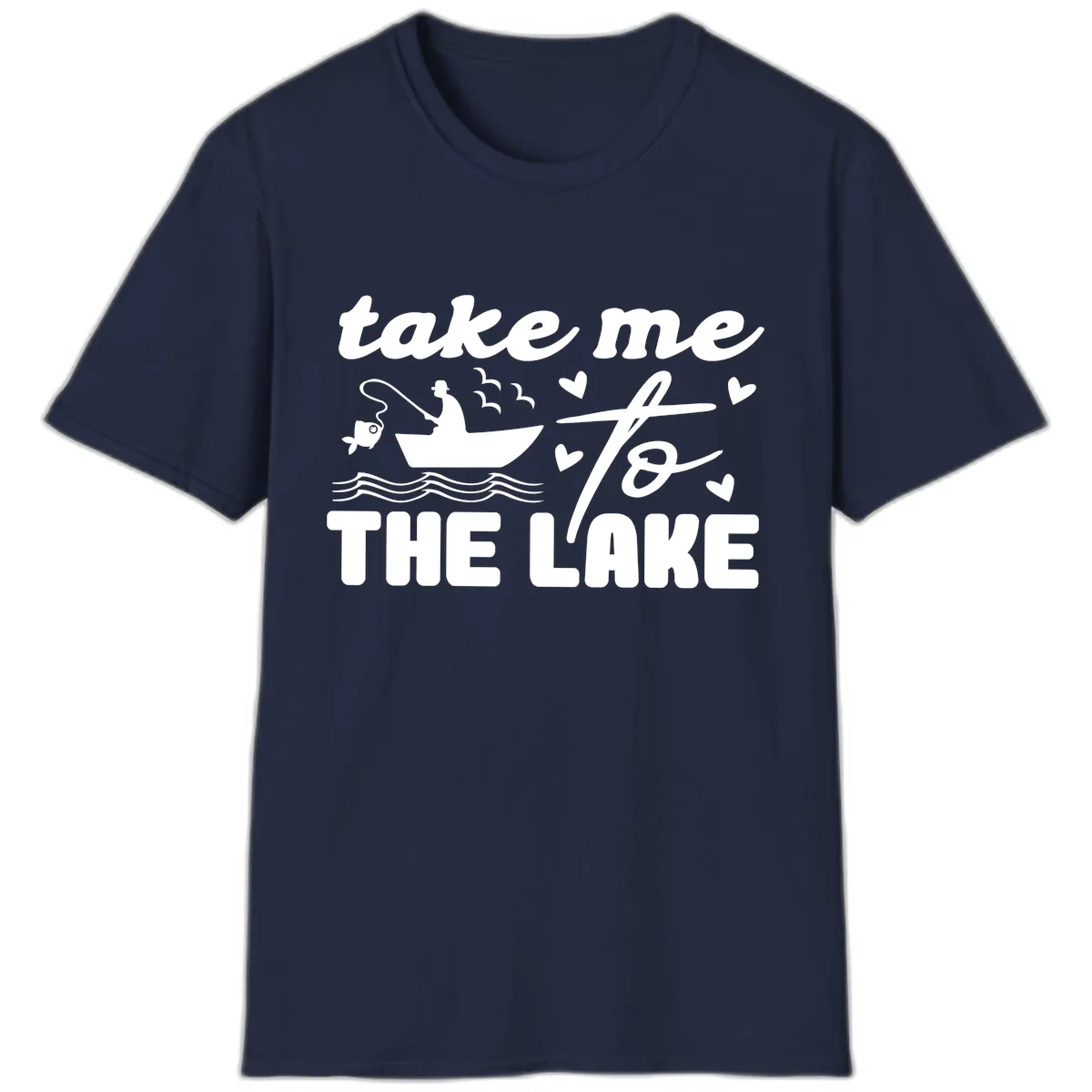 Take Me To The Lake Fishing Design T-Shirt in Navy