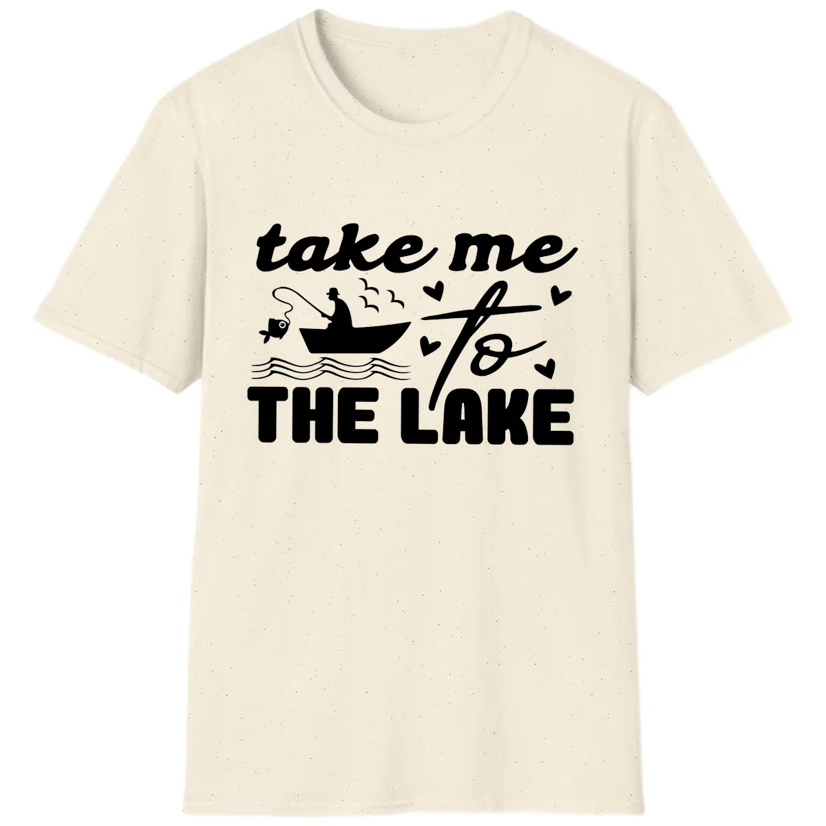 Take Me To The Lake Fishing Design T-Shirt in Natural