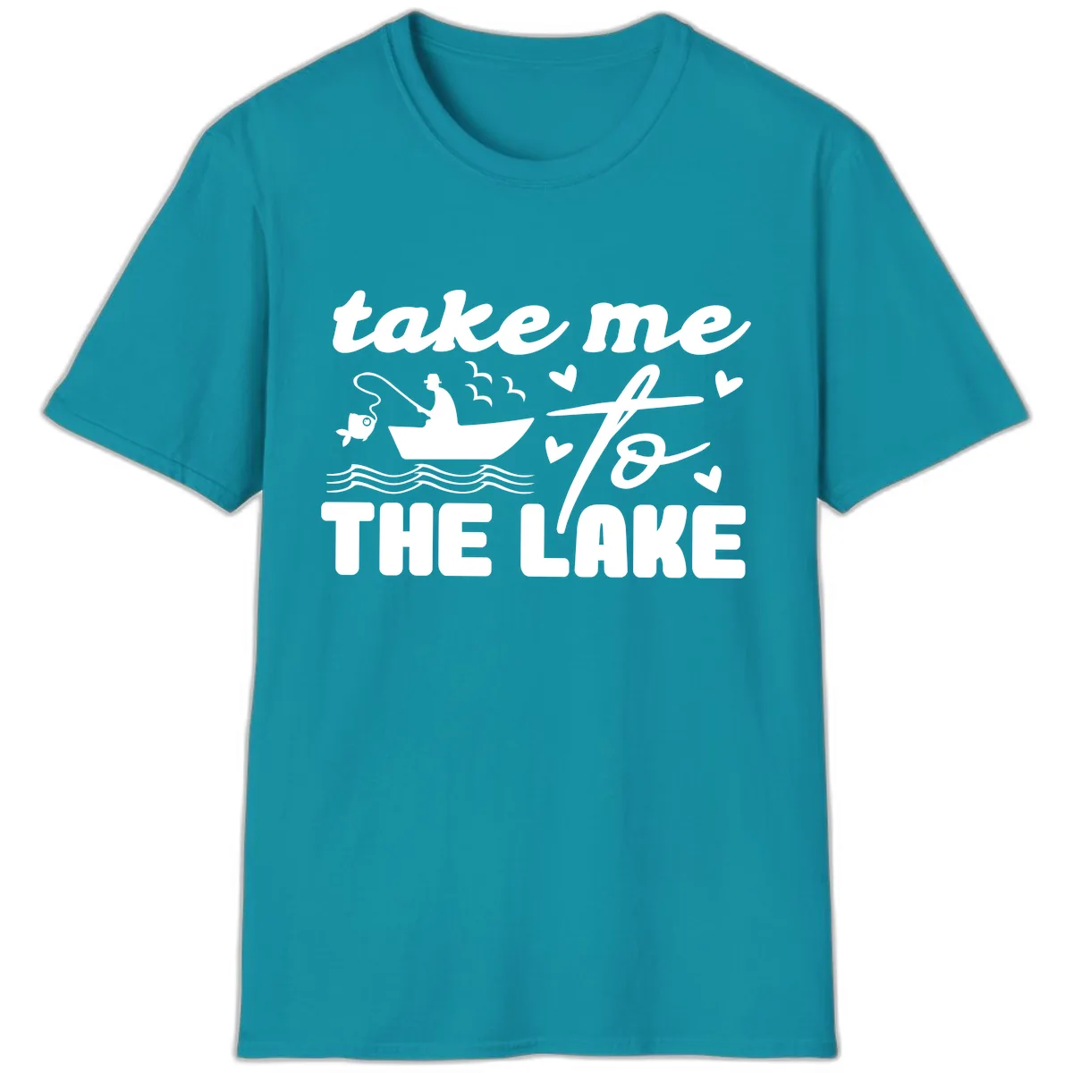 Take Me To The Lake Fishing Design T-Shirt in Tropical Blue